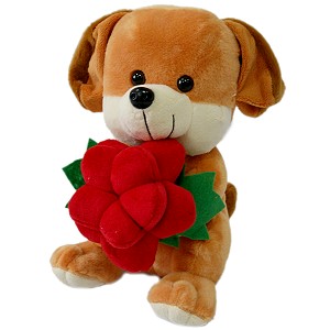 Pies Brzowy Kwiat Love - 30cm