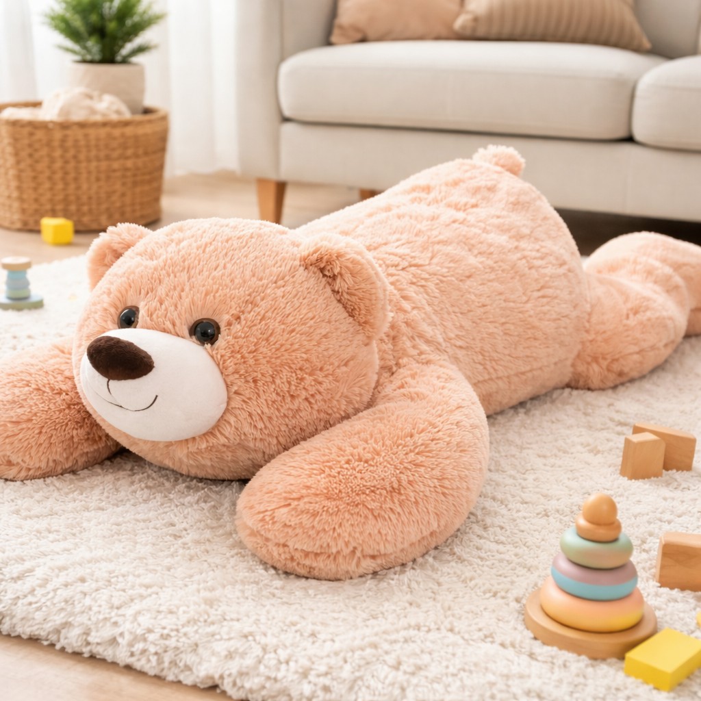 Beżowy Miś Gigant Leżący XL - 100cm