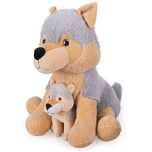 Piesek Husky Wilk z młodym - 25cm
