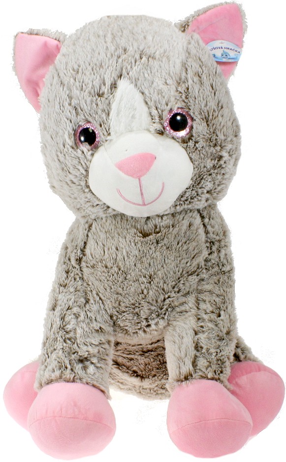 Bajkowy kotek szaro-różowy - 60cm