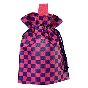 Worek torebka prezentowa w różową kratę - 30cm Worek torebka prezentowa w różową kratę - 30cm