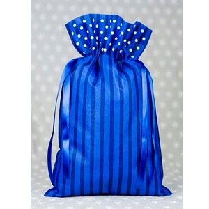 Worek torebka prezentowa niebiesko-czarne paski - 45cm