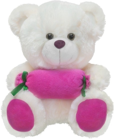 Miś z cukierkiem różowy - 25cm