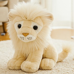 Biały Lew Siedzący Duży - 30cm