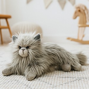 Kotek Perski Szary Leżący Realistyczny - 36cm