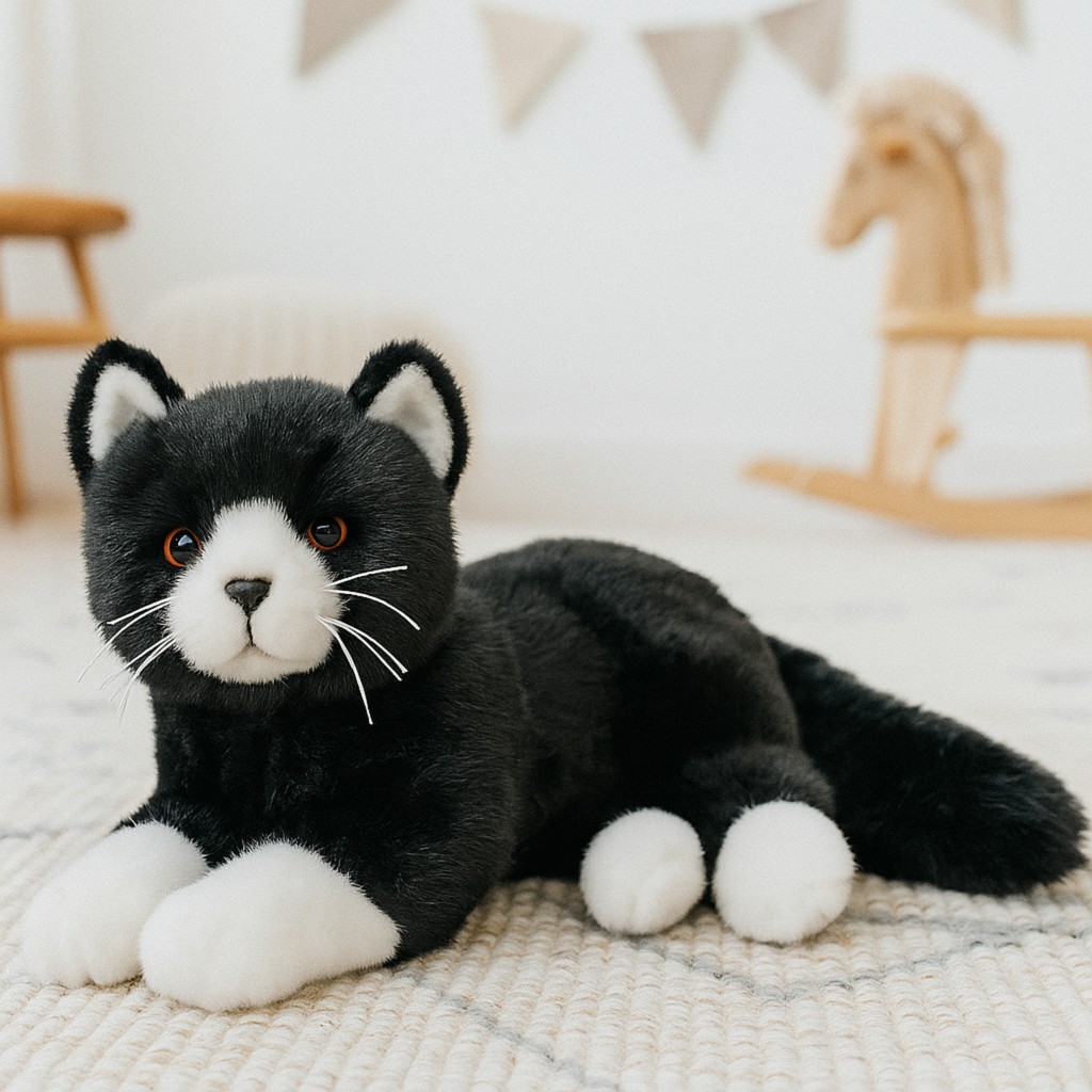 Kotek Czarno-Biały Leżący - 31cm