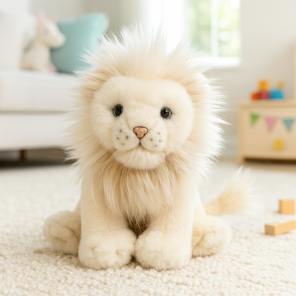 Biały Lew Siedzący Realistyczny - 25cm