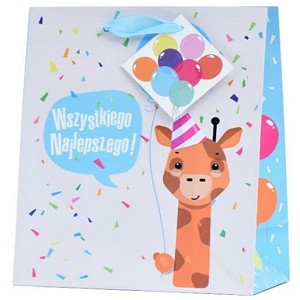 Torebka Prezentowa Wszystkiego Najlepszego Żyrafa - 32cm