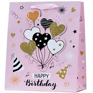 Torebka Prezentowa Happy Birthday Urodziny Różowa - 23cm