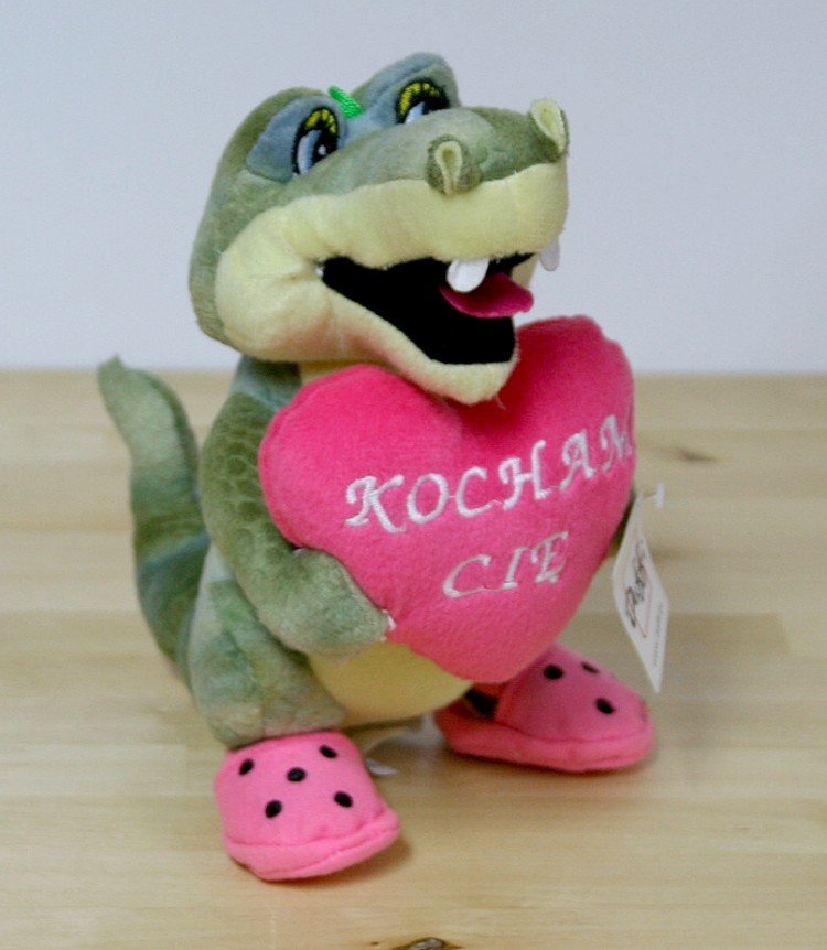 Krokodyl Love w kapciach - 23cm