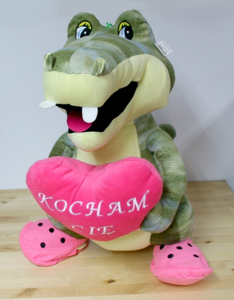 Krokodyl Love w kapciach - 60cm