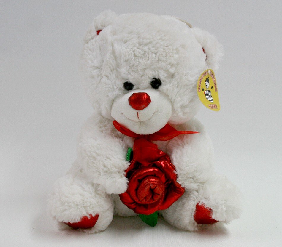 Miś z kwiatkiem różą - 24cm