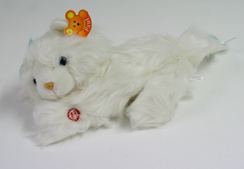 Kotek Leżący Biały (Głos) - 43cm