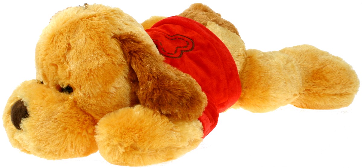 Piesek brązowy leżący - 60cm