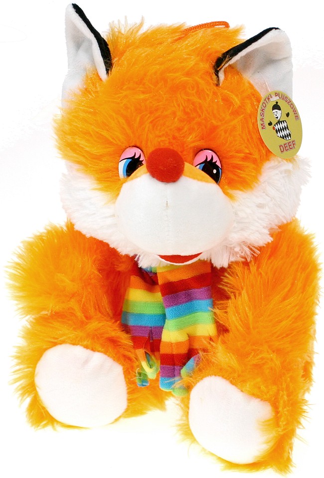 Lis z tęczowym szalikiem - 30cm