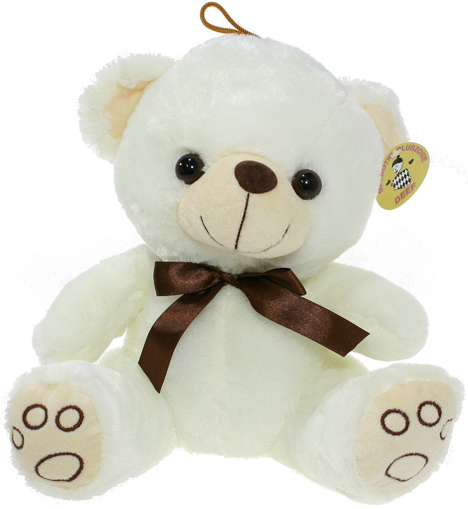 Miś z kokardą kremowy - 26cm