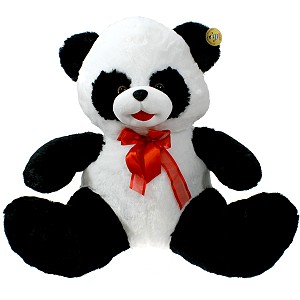 Aksamitna Miś Panda z kokardą - 60cm