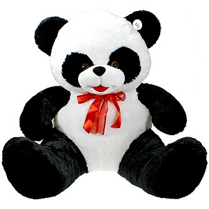 Aksamitna Miś Panda z kokardą - 75cm