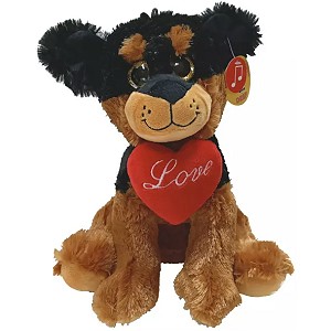Piesek Rottweiler z sercem Love (Głos) - 25cm
