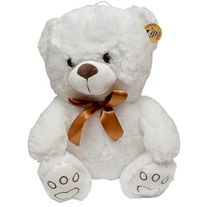 Aksamitny Miś Biały z kokardą - 35cm Aksamitny Miś Biały z kokardą - 35cm