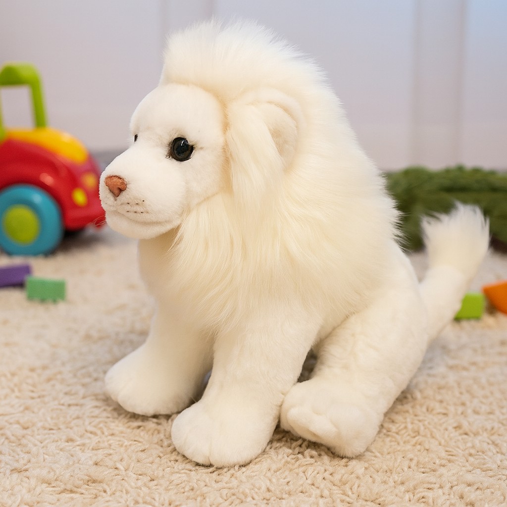 Biały Lew Siedzący Realistyczny DUBI - 28cm