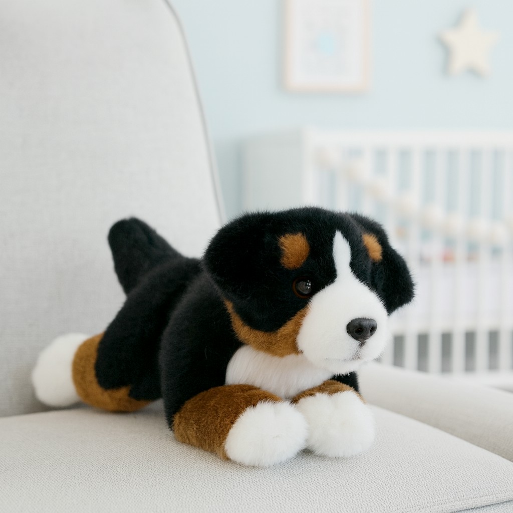 Piesek Berneński Czarny Bernardyn Leżący - 27cm