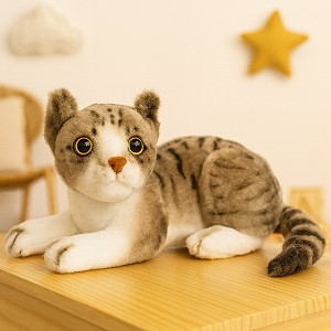 Kotek Leżący Szary Pręgowany - 30cm