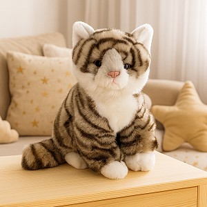 Kotek Szary Pręgowany Siedzący DUBI - 23cm