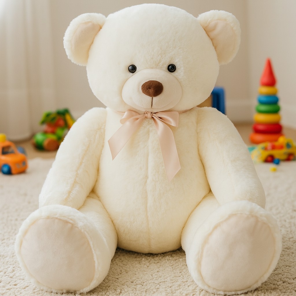 Miś Kremowy XL z kokardą DUBI - 80cm