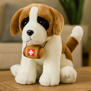 Piesek Bernardyn Siedzący z beczką DUBI - 25cm