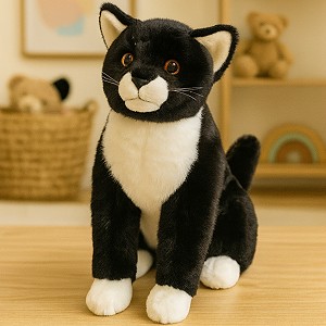 Kotek Czarno-Biały Siedzący DUBI - 28cm