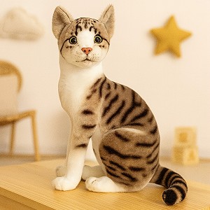 Kotek Siedzący Szary Pręgowany - 30cm