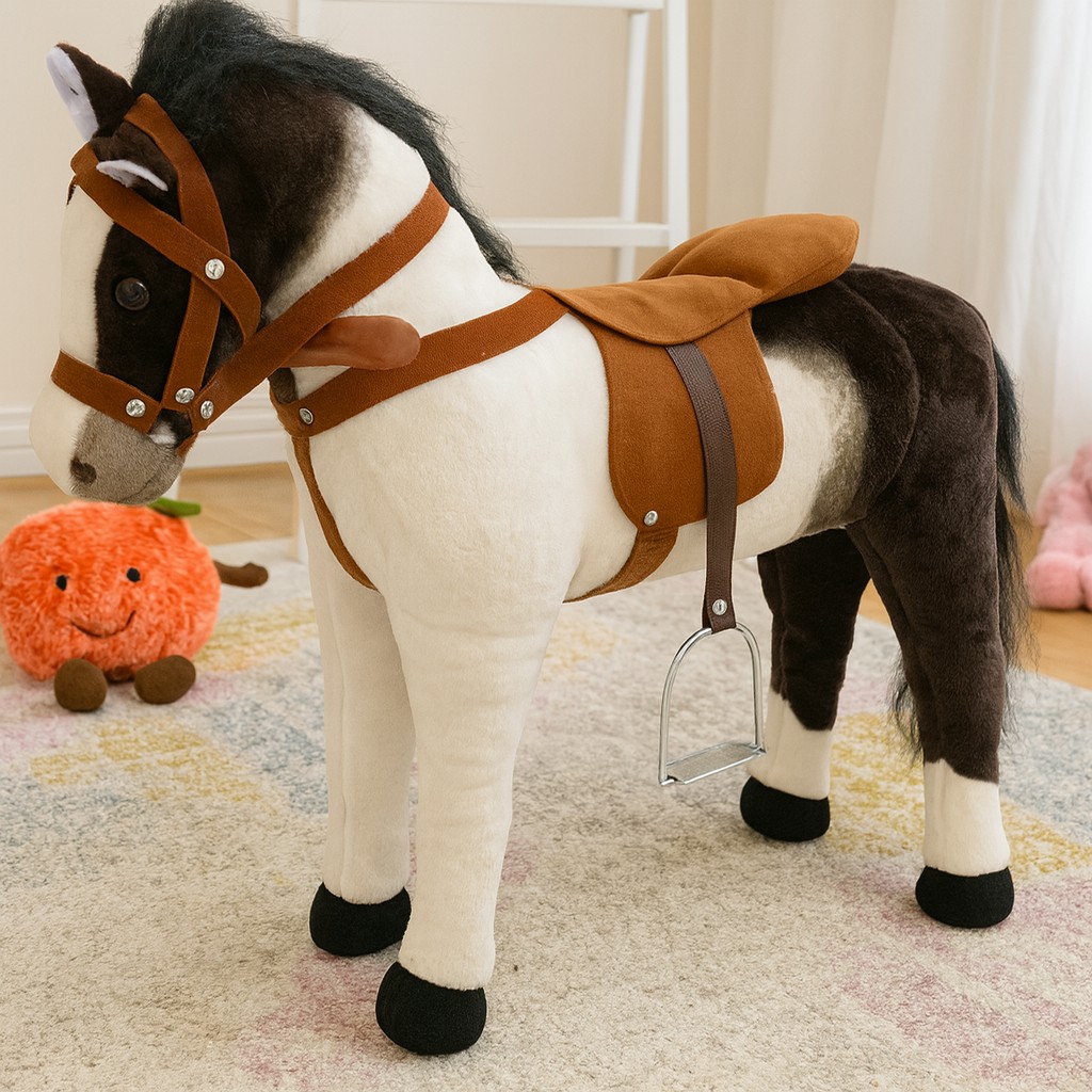 Koń Gigant Konik Biało-Czarny (Głos) - 80x60cm