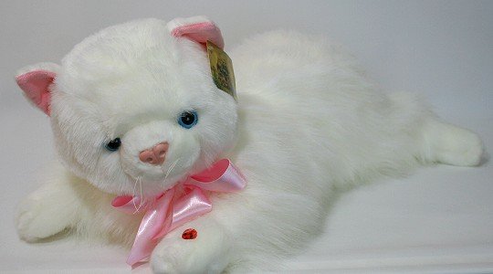 Kot biały leżący (Głos) - 70cm
