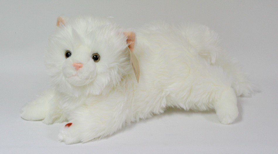 Biały Kotek z kokardą (Głos) - 50cm