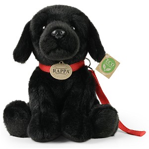 Piesek Labrador Czarny Siedzcy na smyczy - 28cm