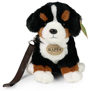 Piesek Berneński Czarny Bernardyn na smyczy - 20cm