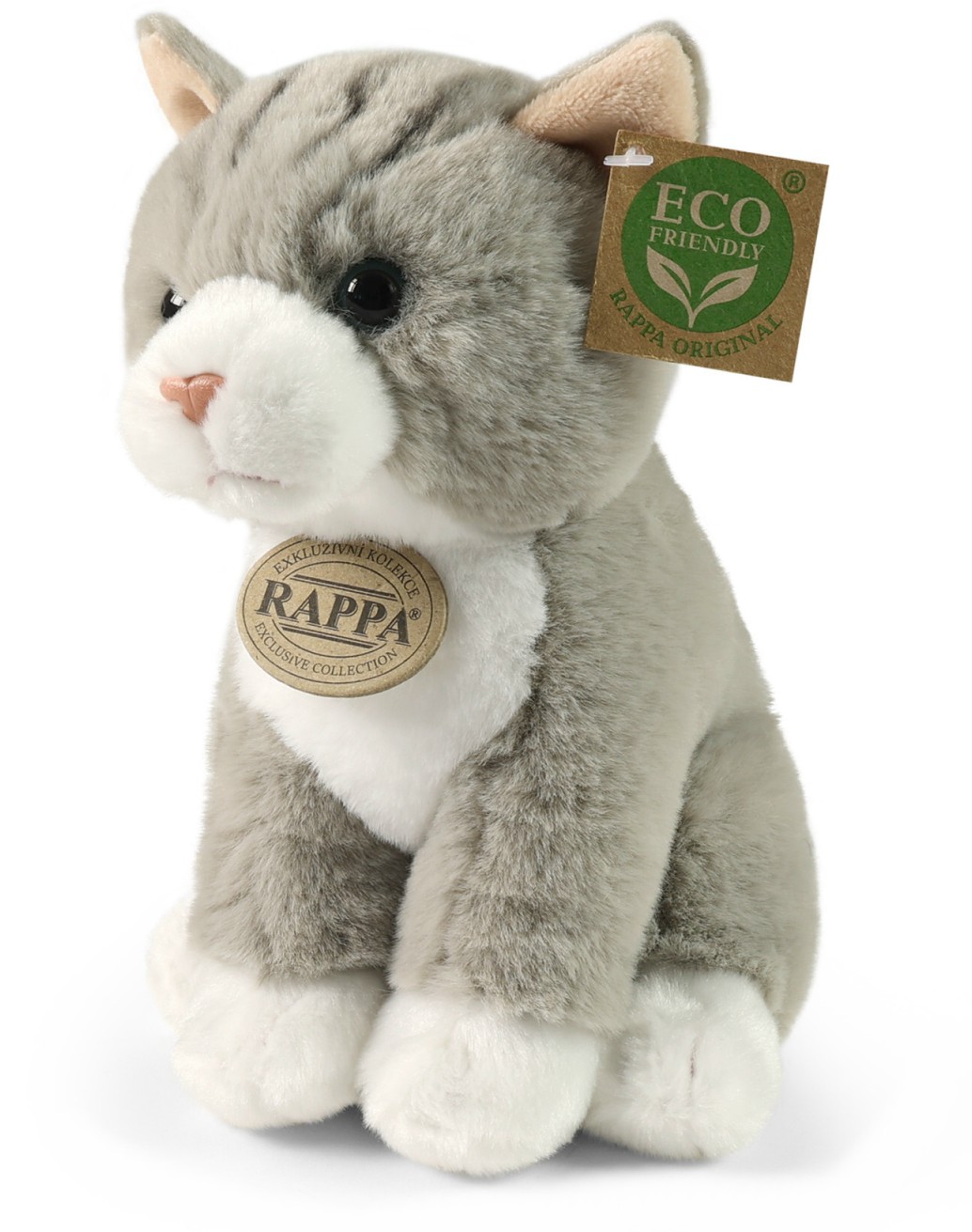 Kotek Szaro-Biały Siedzący Realistyczny - 23cm