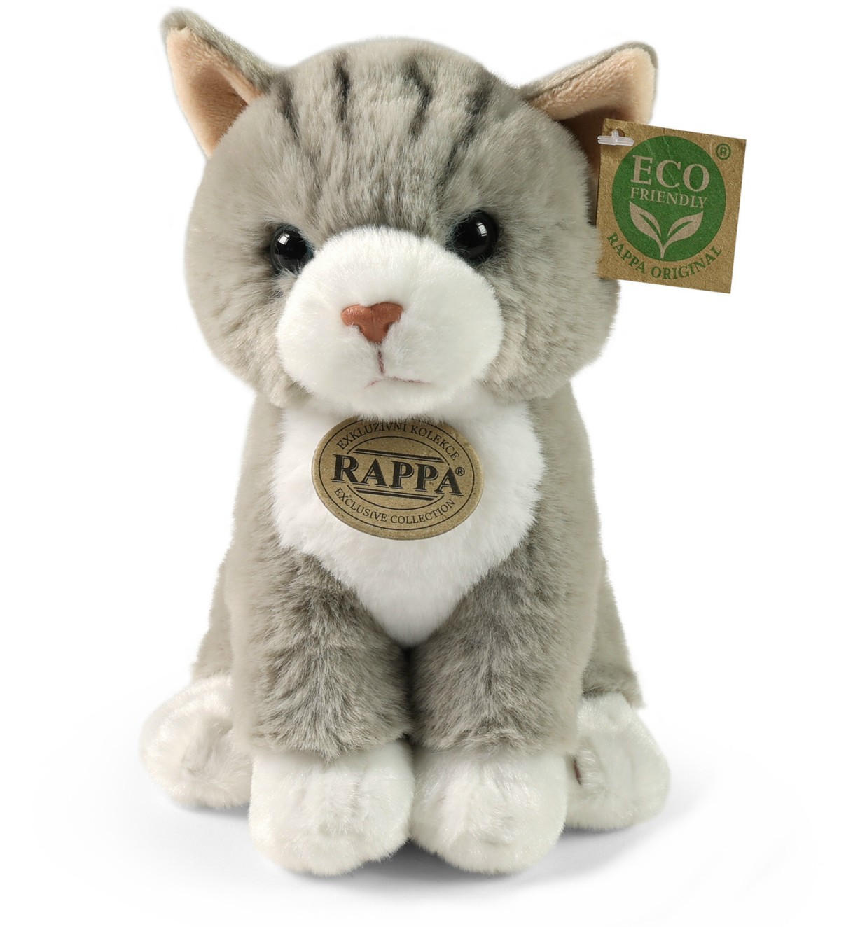 Kotek Szaro-Biały Siedzący Realistyczny - 23cm