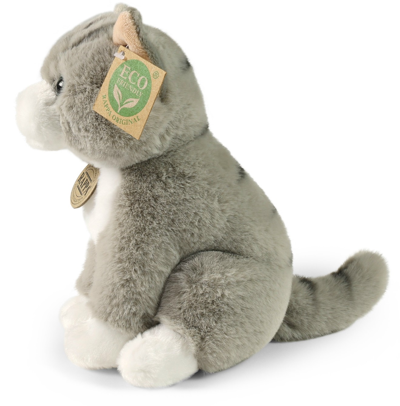 Kotek Szaro-Biały Siedzący Realistyczny - 23cm