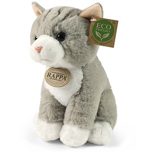 Kotek Szaro-Biały Siedzący Realistyczny - 23cm