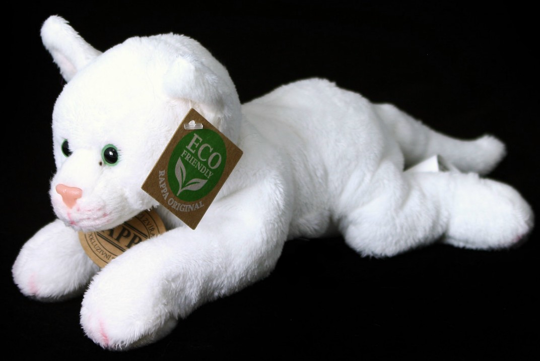 Kotek Biały Leżący - 22cm