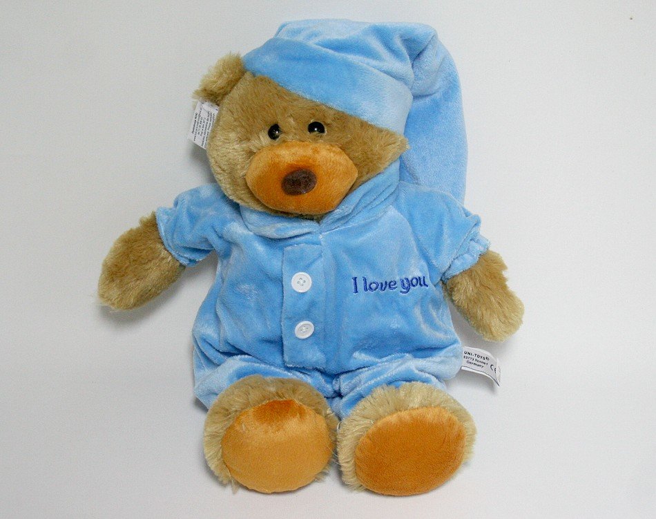 Miś Śpioch w pidżamie Niebieski ROXI (Głos) - 43cm