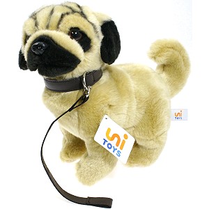 Pies mops buldog ze smycz - 26cm