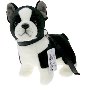 Pies buldog francuski ze smyczą - 23cm Pies buldog francuski ze smyczą - 23cm