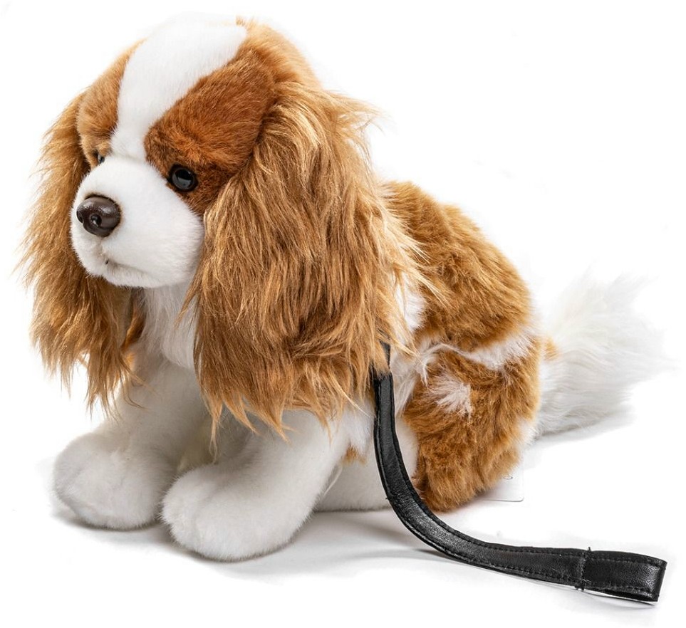 Piesek Spaniel ze smyczą brązowy - 24cm