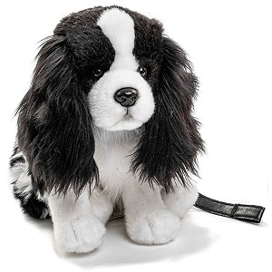 Piesek Spaniel ze smycz czarny - 24cm