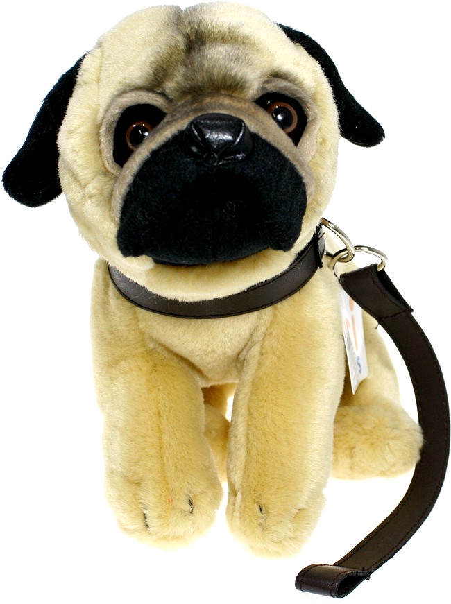 Pies mops buldog ze smyczą - 28/20cm