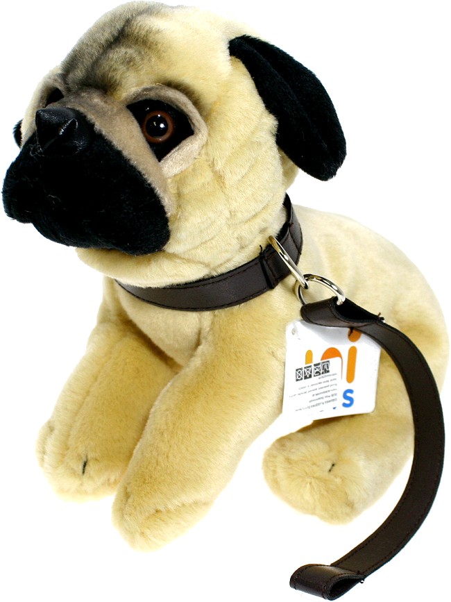 Pies mops buldog ze smyczą - 28/20cm