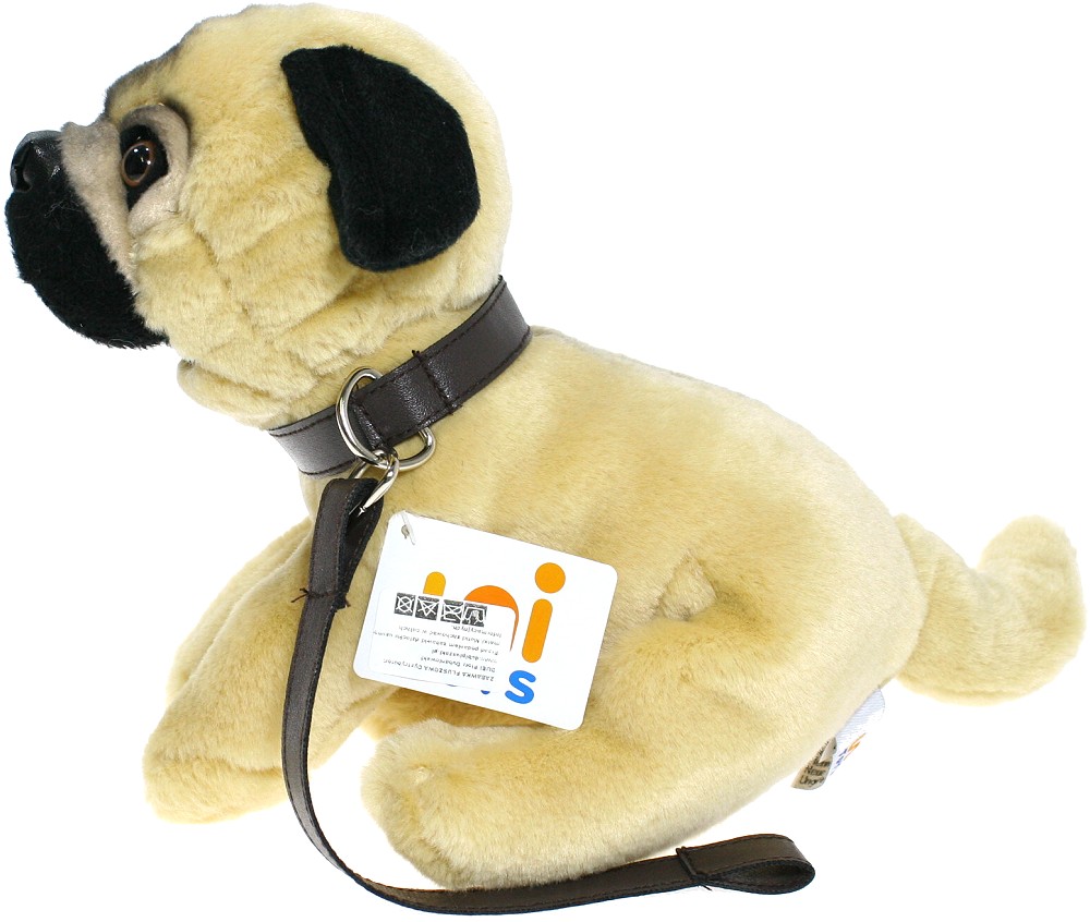 Pies mops buldog ze smyczą - 28/20cm